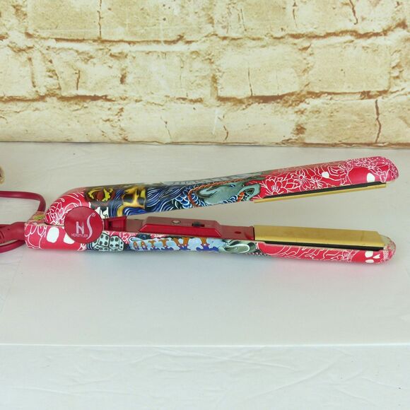 HerStyler Tattoo Flat Iron 1” Red Ceramic Hair Straightener Dual Voltage Y2K - Picture 2 of 14
